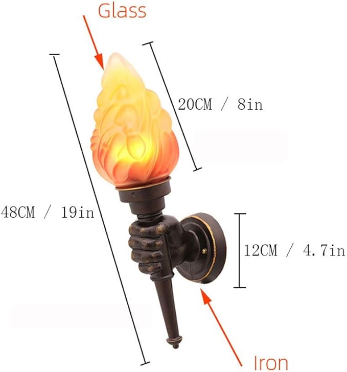 Creative Torch Hand Light Restaurant Cafe Bar Plug in/Wall Mount Wall Fitting Bracket Light Wall Lamp Porch Aisle Stair Bedroom Living Room Outdoor Garden Light Wall Lamp Sconce