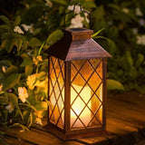 TAKE ME 14" Solar Lanterns Outdoor Garden Lantern Waterproof LED Flickering Flameless Candle Mission Lights for Table,Outdoor,Party