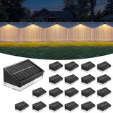 Solar Fence Lights 20 Pack, Outdoor Solar Lights with 3 Color Temperatures, IP65 Waterproof Wide-Angle LED Lighting for Fence, Patio, Yard, Deck, Wall, Garden (Black)