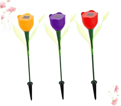 Sosoport 6pcs Solar Led Tulip Garden Lights Weatherproof Outdoor Solar Pathway Lamps for Driveways and Yards Energy Efficient Landscape Lighting Random Colors