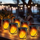 6 Pack Solar Lanterns Outdoor Waterproof Halloween Hanging Flame Lights