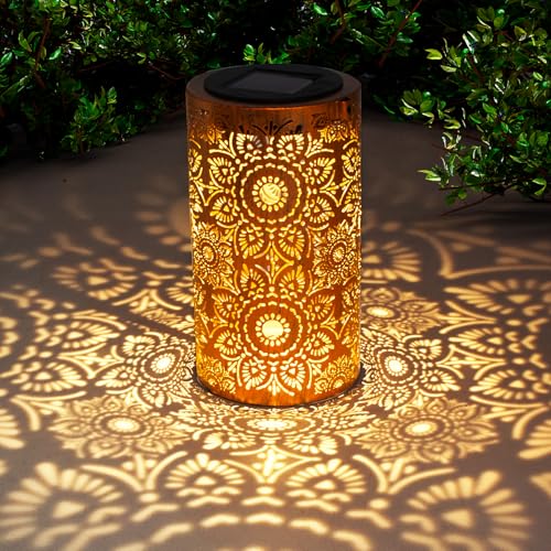 DIBIEECN Birthday Gifts for Women Mom Grandma Wife, Solar Lanterns Outdoor Waterproof, Metal Hanging Lights Garden Decor, LED Decorative Lantern for Patio Porch Backyard, Sunflower, 1 Pack