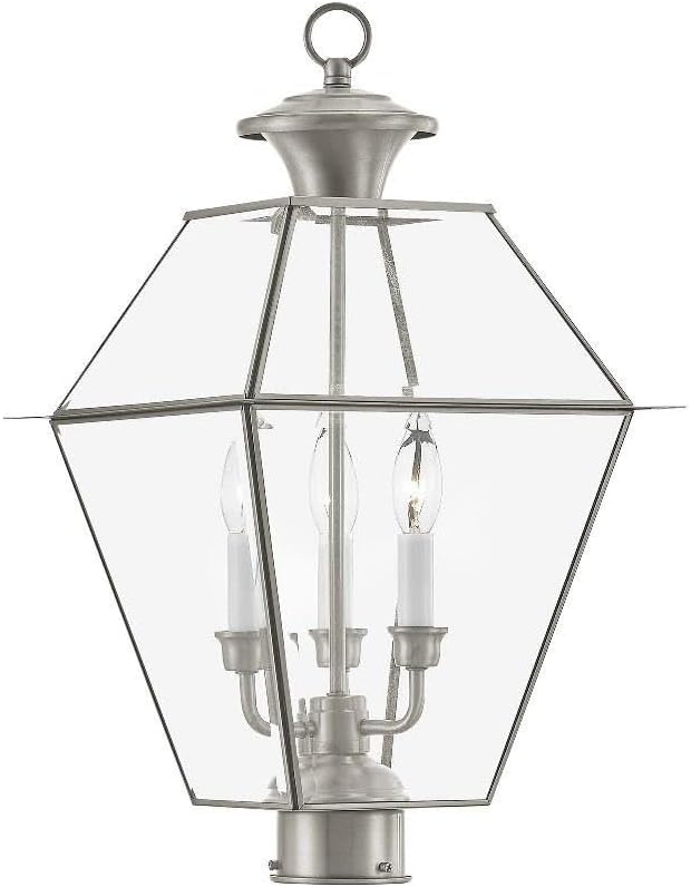 Livex Lighting Lantern 2384-91 Transitional Three Light Post-Top Lanterm from Westover - Outdoor Path Light | Lumora