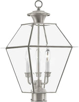 Livex Lighting Lantern 2384-91 Transitional Three Light Post-Top Lanterm from Westover - Outdoor Path Light | Lumora