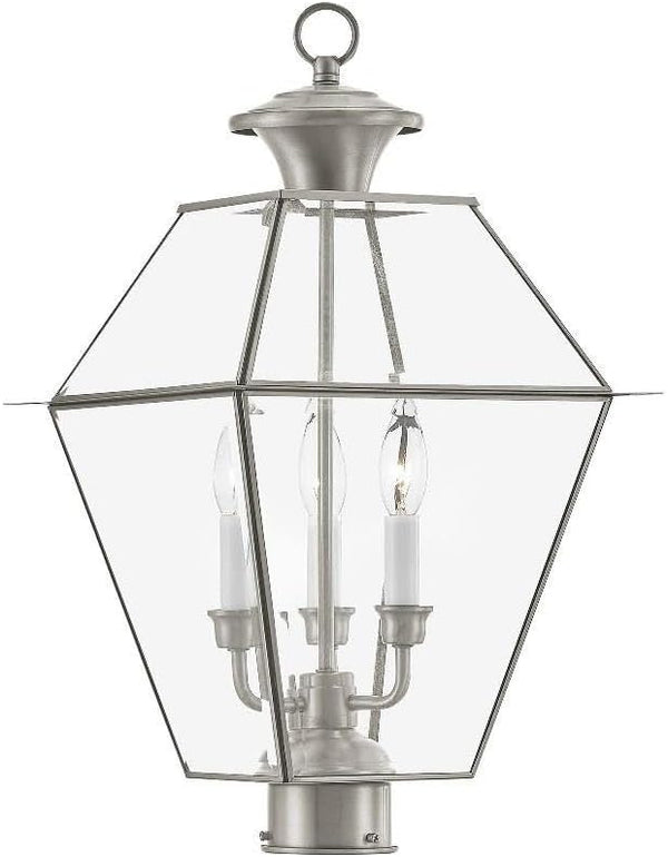 Livex Lighting Lantern 2384-91 Transitional Three Light Post-Top Lanterm from Westover - Outdoor Path Light | Lumora