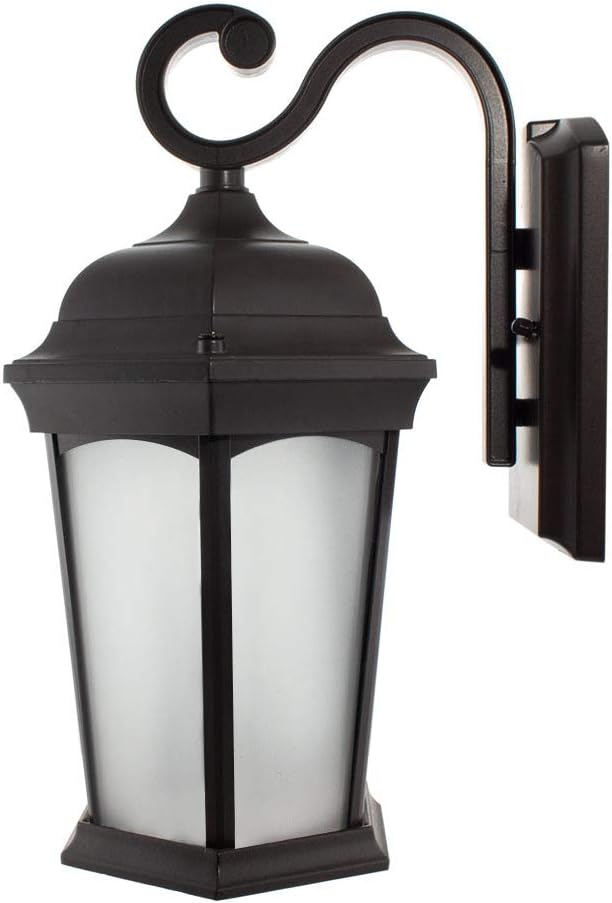 Euri Lighting EFL-130F-MD Flickering Flame Lantern, Frosted Glass, with Integrated Security Light (3000K), Photocell and Motion-Sensor (Dusk-to-Dawn), Oil Rubbed Bronze Housing (Pack of 1)