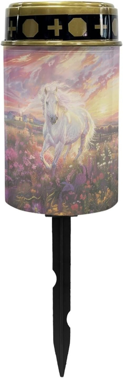 Running Horse Horse Lights Outdoor Pathway Light for Yard Patio Solar Garden Lights Solar Powered Lantern Landscape Lighting LED Solar Lantern Flameless Warm White Lights