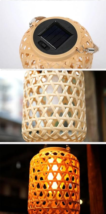Waterproof Lighting Solar Pathway Lights Outdoor Handmade Bamboo Weaving Garden Lights Landscape Decoration (A Style A)