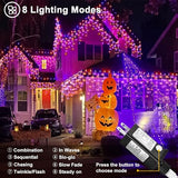 66ft Christmas Lights Outdoor, 640 LED Icicle Lights for Outside, Orange and Purple Twinkle Lights with Connectable Clear Wire 8 Modes Timer Waterproof for House Party Tree Holiday Yard Decorations