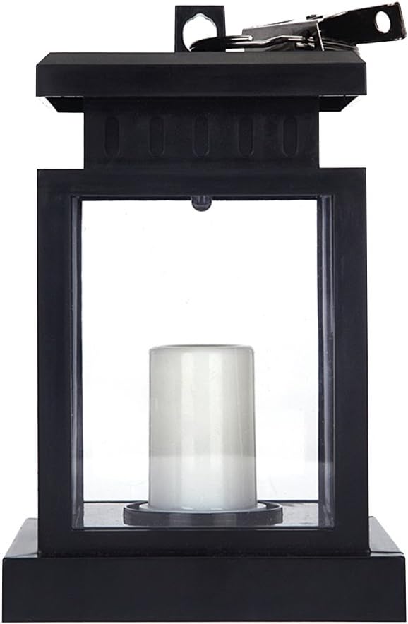 Hanging Solar Lantern Lights Outdoor Decorative Night Light for Patio Landscape Yard Waterproof, White Candle with Warm Light Flicker, Auto Sensor On Off, Lantern Candle Lights (2 Pack)