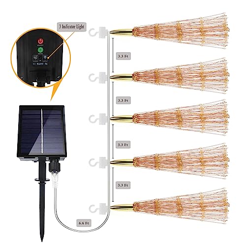 SHUKAN 5 Pcs 1000LED Solar Starburst Sphere Lights,Firework Light Timer