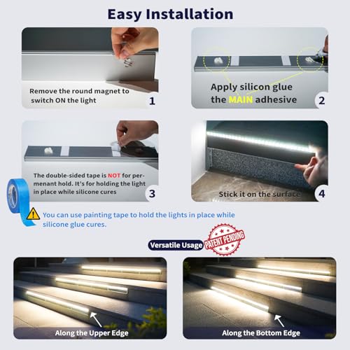 Solar Step Lights Outside, 33 Focused LEDs, Stair Light, 8PK