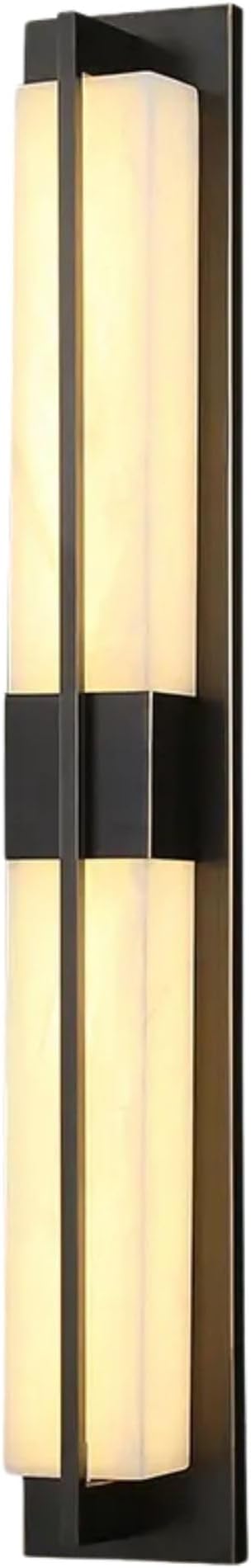 LED Outdoor Wall Lights Fixture Lamps. Modern Elegant Acrylic lampshade with Marble Texture, Aluminum Body. Exterior Black Sconce Wall Lantern IP65 Waterproof Anti Rust. (Modern LED Black 18''H, 9W)