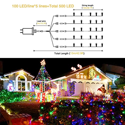 JMEXSUSS 500 LED Multicolor Christmas Tree Lights Plug in