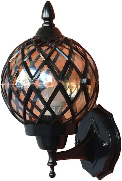 European Retro Style Outdoor Waterproof Wall Lamp,Die- AlumiExpression artistique m Light,Transparent Spherical s | Lumora