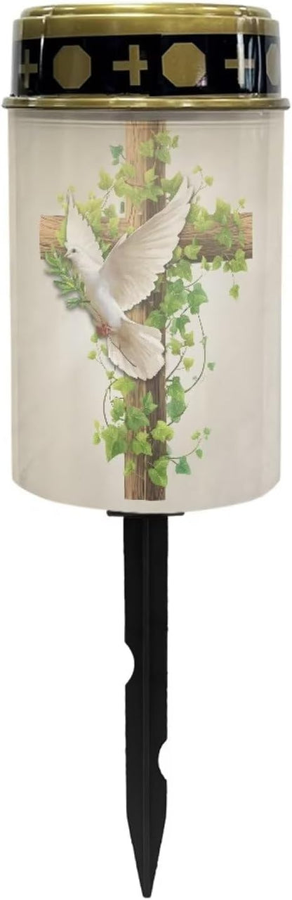 Garden Stake Light, Solar Lights for Cemetery Grave,Solar Pathway Lights Outdoor,Lawn Yard Patio Garden Decor-Cross Print