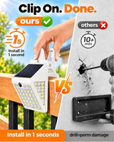 Clip On Solar Lights Outdoor,Motion Sensor Outdoor Lights, 72LEDs 600LM Clip on Solar Fence Lights Outdoor Waterproof LED,Solar Lights for Wall Fence,Deck, Gutter,Camping (2, Black) (6, White)