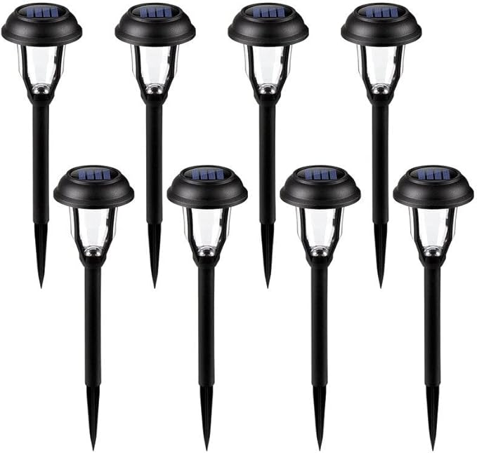 Solar Pathway Lights Outdoor Garden Warm White Led 8 Pack Black Led