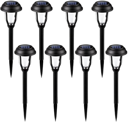 Solar Pathway Lights Outdoor Garden Warm White Led 8 Pack Black Led