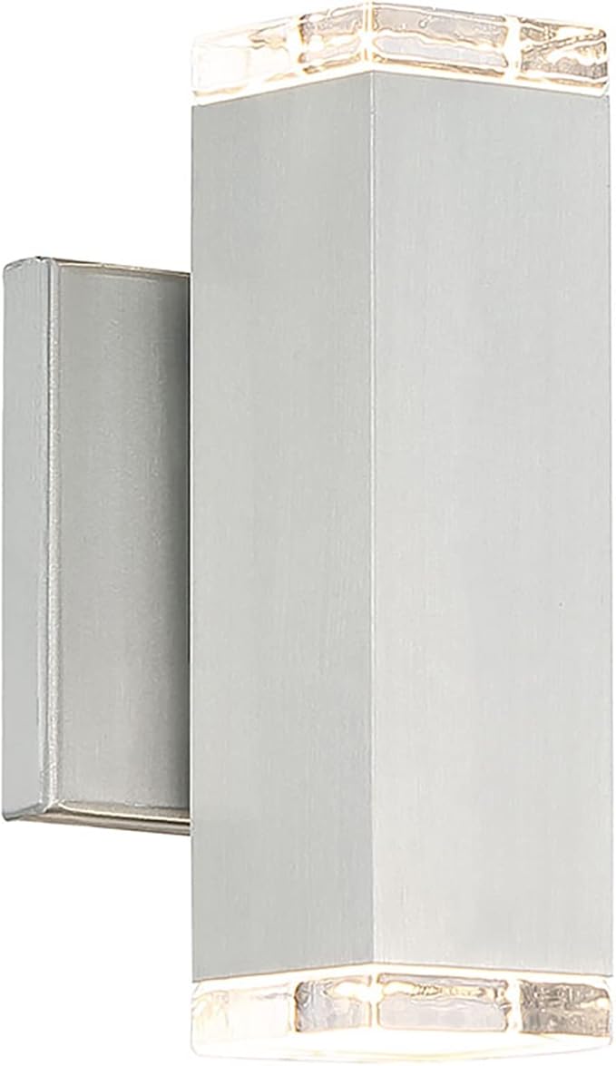 WAC Lighting dweLED, Block 2 Light LED Indoor and Outdoor Wall Light 3000K in Brushed Aluminum