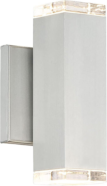 WAC Lighting dweLED, Block 2 Light LED Indoor and Outdoor Wall Light 3000K in Brushed Aluminum