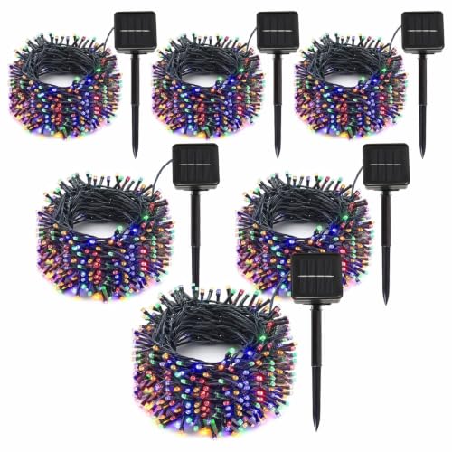 SyouHome Solar String Lights Outdoor, 6 Pack 600 LED Solar Christmas Lights