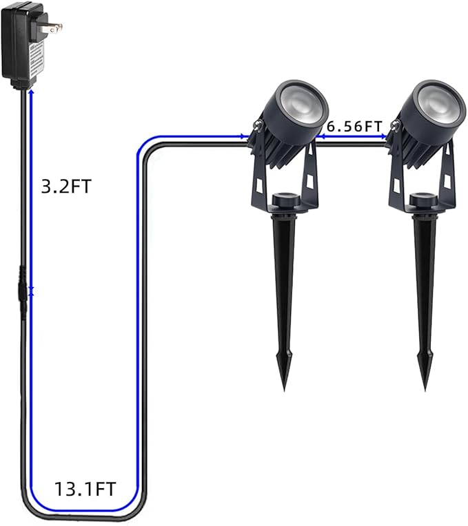 6W LED Landscape Spotlights,3000K Warm White Low Voltage Landscape Lighting,IP65 Waterproof,for Outdoor Landscape,Yard,Garden,Holiday Decoration (2 Pack)