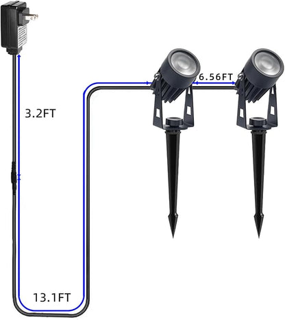 6W LED Landscape Spotlights,3000K Warm White Low Voltage Landscape Lighting,IP65 Waterproof,for Outdoor Landscape,Yard,Garden,Holiday Decoration (2 Pack)