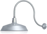 17in. Galvanized Finish Outdoor Gooseneck Barn Light Fixture with 24in. Long Extension Arm - Wall Sconce Farmhouse | Lumora