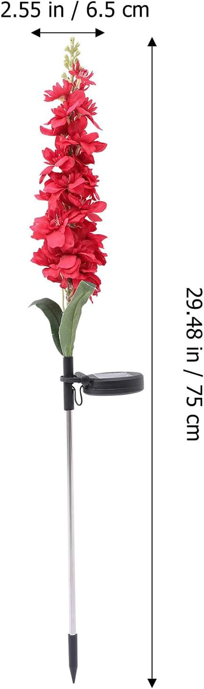 Veemoon Solar LED Violet Lawn Lamp with Ground Insert Stake, 75cm Height, Red Solar Garden Path Light for Outdoor Landscape Decoration