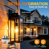 17 Inch Motion Sensor Dawn to Dusk Outdoor Sensor Light Fixture Waterproof Porch Lights Anti-Rust Exterior Wall Mount Light Outdoor Wall Lantern for Patio Front Door Garage - 2 Pack