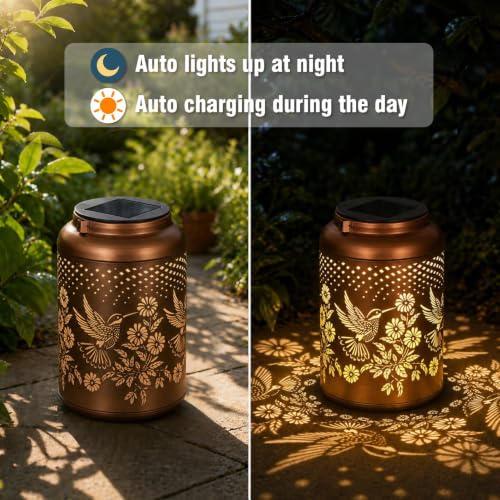 Cawalap Birthday Day Gifts for Women, 2 Pack Hummingbird Solar Lanterns