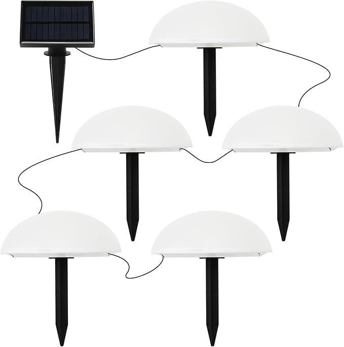 5 in 1 Solar Pathway Lights Outdoor, IP65 Waterproof Solar Pebble Lights Garden Hemisphere Stake Lights Solar Dome Lights for Garden, Patio, Pathway, Yard (Warm White)