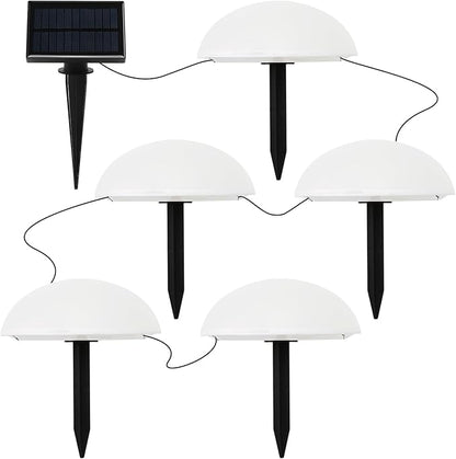 5 in 1 Solar Pathway Lights Outdoor, IP65 Waterproof Solar Pebble Lights Garden Hemisphere Stake Lights Solar Dome Lights for Garden, Patio, Pathway, Yard (Warm White)