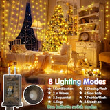 KNONEW 203FT 600LED Green Wire Outdoor Fairy Lights Plug in Warm White Xmas