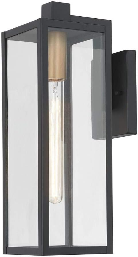 Modern Outdoor Wall Light Black 17.25 Inches Tall