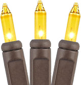 Novelty Lights 50 Feet 100 Bulbs Traditional Incandescent Mini Lights, Yellow on Brown Wire with 6" Spacing | Lumora