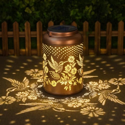 Cawalap Birthday Day Gifts for Women, 2 Pack Hummingbird Solar Lanterns