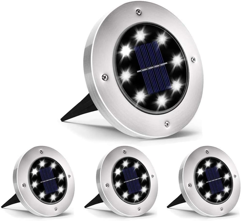 INCX Solar Lights Outdoor Waterproof In Ground Lights, 4 Pack, Cold
