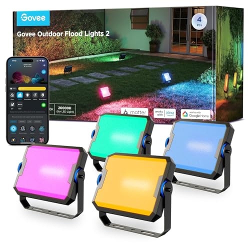 Govee Outdoor Flood Lights 2, RGBIC IP66, Wired 4 Pack