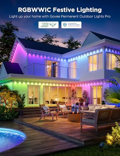 Govee Permanent Outdoor Lights Pro, 200ft with 120 RGBIC LED Lights, Black (Pack of 2)