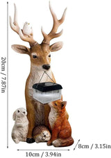 Garden Deer Statues Solar Lights, Resin Deer Figurine Creative Deer Animals Solar Tree Deer Hedgehog Grease Statue | Lumora