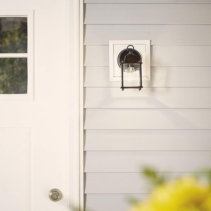 Kichler Barrie 8.5" 1 Light Outdoor Wall Light with Clear Beveled Glass in Black | Lumora