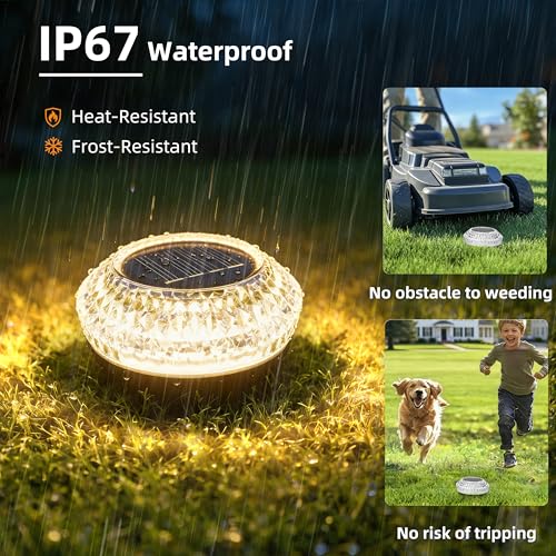 VOLISUN Solar Ground Lights Outdoor,6 Pack Flat Solar Pathway Lights
