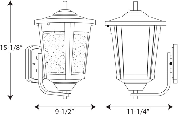 Progress Lighting East Haven Collection 1-Light Clear Seeded Glass Transitional Outdoor Large Wall Lantern Light | Lumora