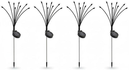 Firefly Solar Lights Outdoor, 4 Pack Swaying Garden Stake Lights, 32 LED Warm White, 600mAh Battery, IP65 Weather Resistant, Auto On/Off, Yard Decor Stakes for Patio Lawn Pathway