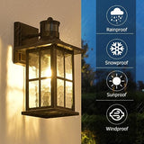 FLEDAVID Motion Sensor Porch Light Black Dusk to Dawn Outdoor Wall Lantern