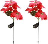 Mobestech 2Pcs Christmas Garden Solar Lights Outdoor Solar Poinsettia Yard Stake Floor Ground Insert Light Holiday | Lumora