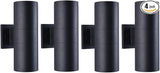mirrea Modern Outdoor Porch Light Patio Light in 2 Lights with Matte Black Aluminum Cylinder and Tempered Glass | Lumora