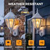 18.5"Large Outdoor Motion Sensor Porch Light Dusk to Dawn Wall Light White
